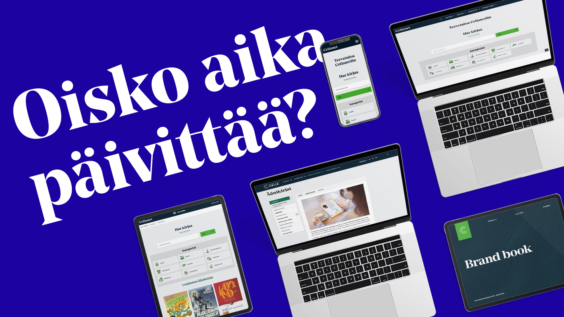 Blogiartikkelin profiilikuva, jossa verkkosivustoja ja graafinen ohjeisto