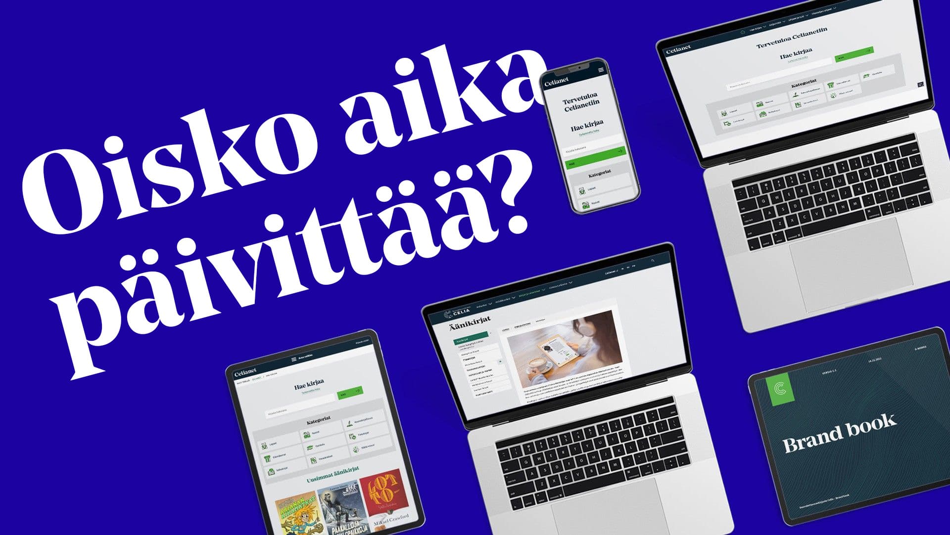 Blogiartikkelin profiilikuva, jossa verkkosivustoja ja graafinen ohjeisto