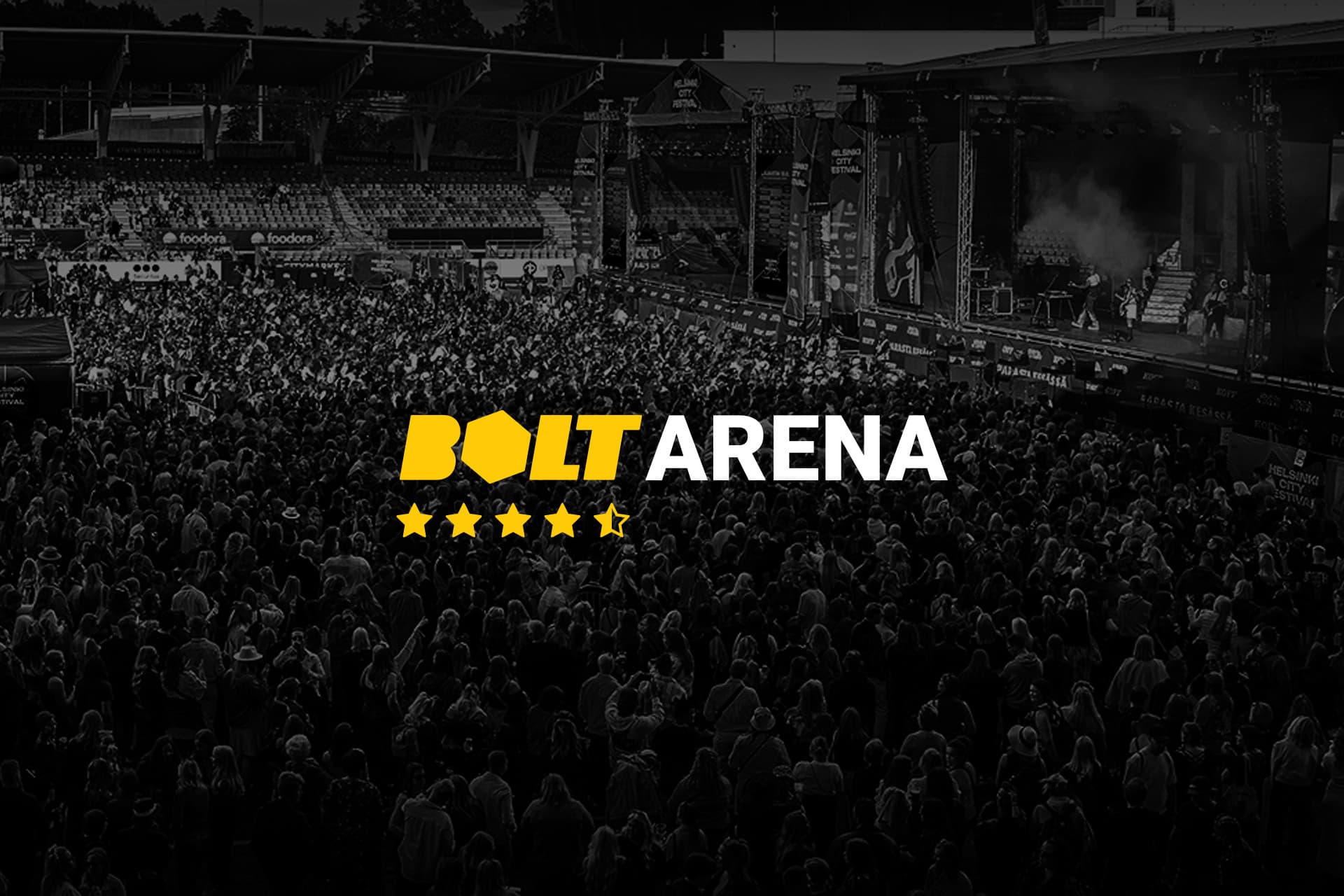 Bolt Arenan logo tummalla taustalla